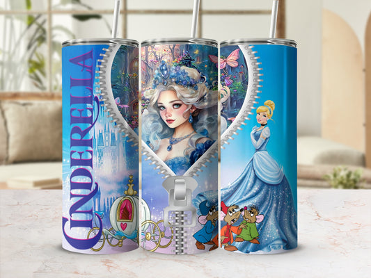Blue Cinderella Cartoon Graphic Custom Tumbler