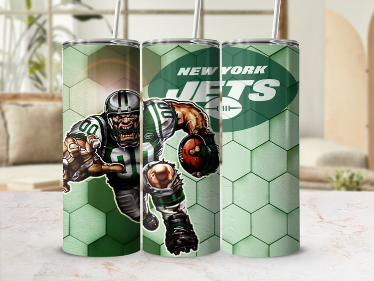New York Jets Hexagon Design Tumbler Football Art