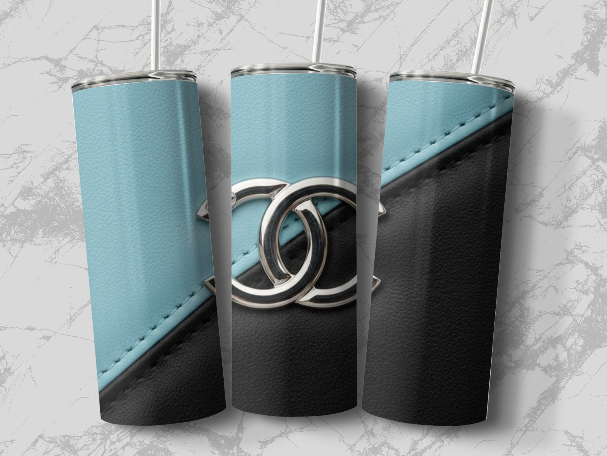 Stylish Dual Tone Tumbler with Interlocking Rings Design
