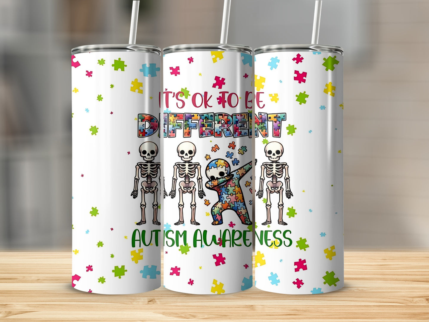 It's Ok To Be Different Autism Awareness tumbler