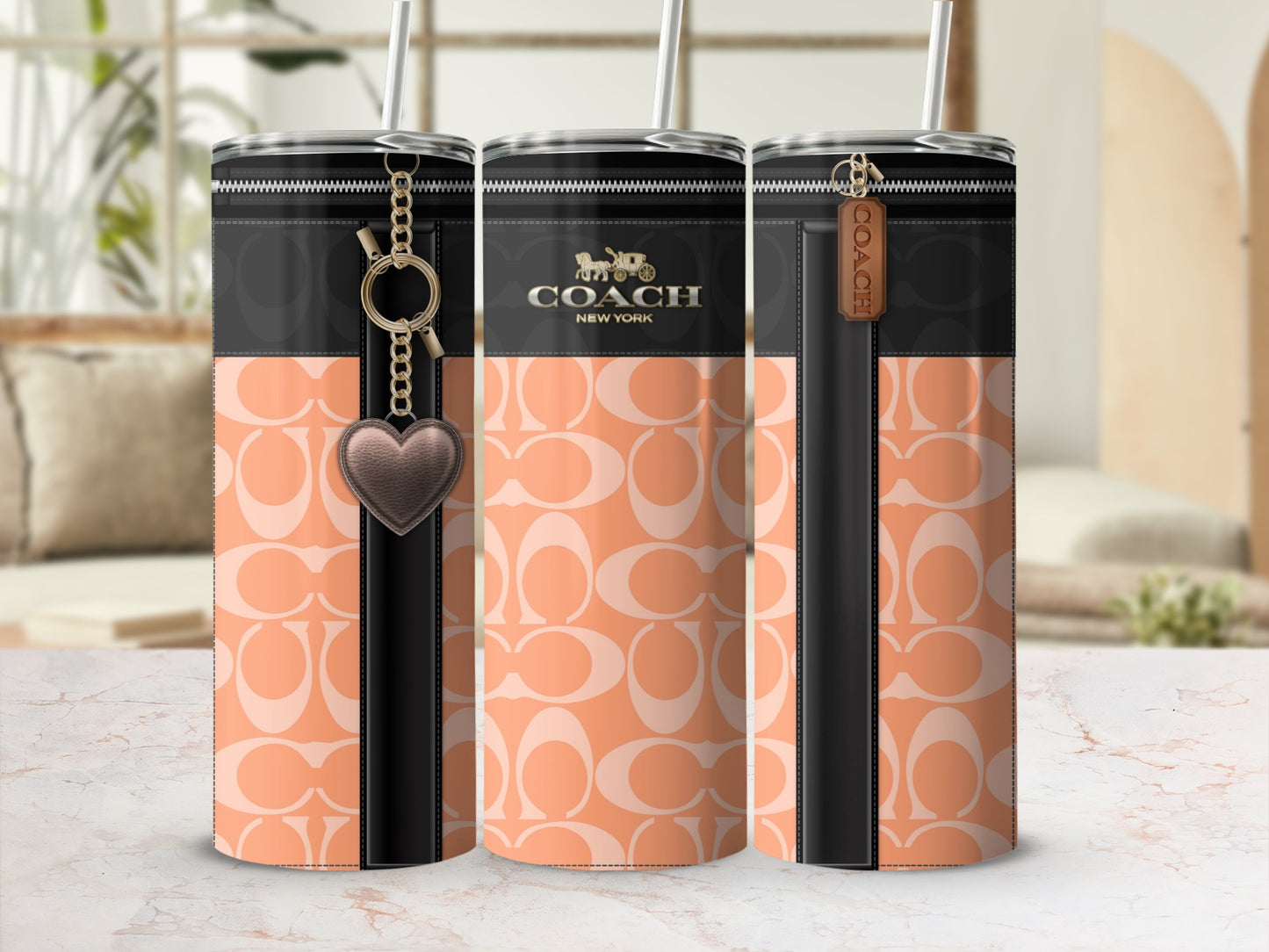 Coach New York Patterned Designer Tumbler Cups