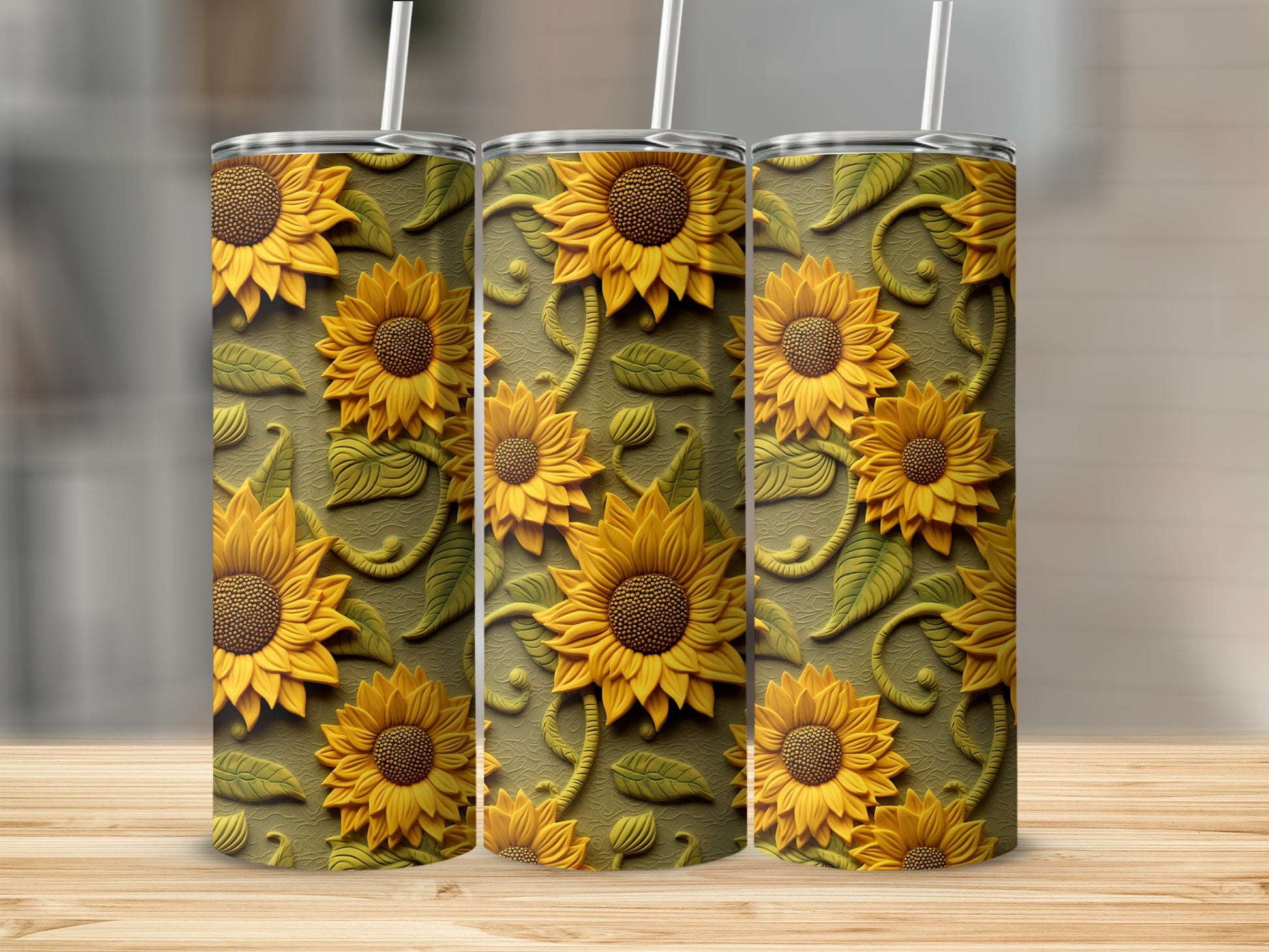 Vibrant Sunflower Design on Insulated Tumbler Flask