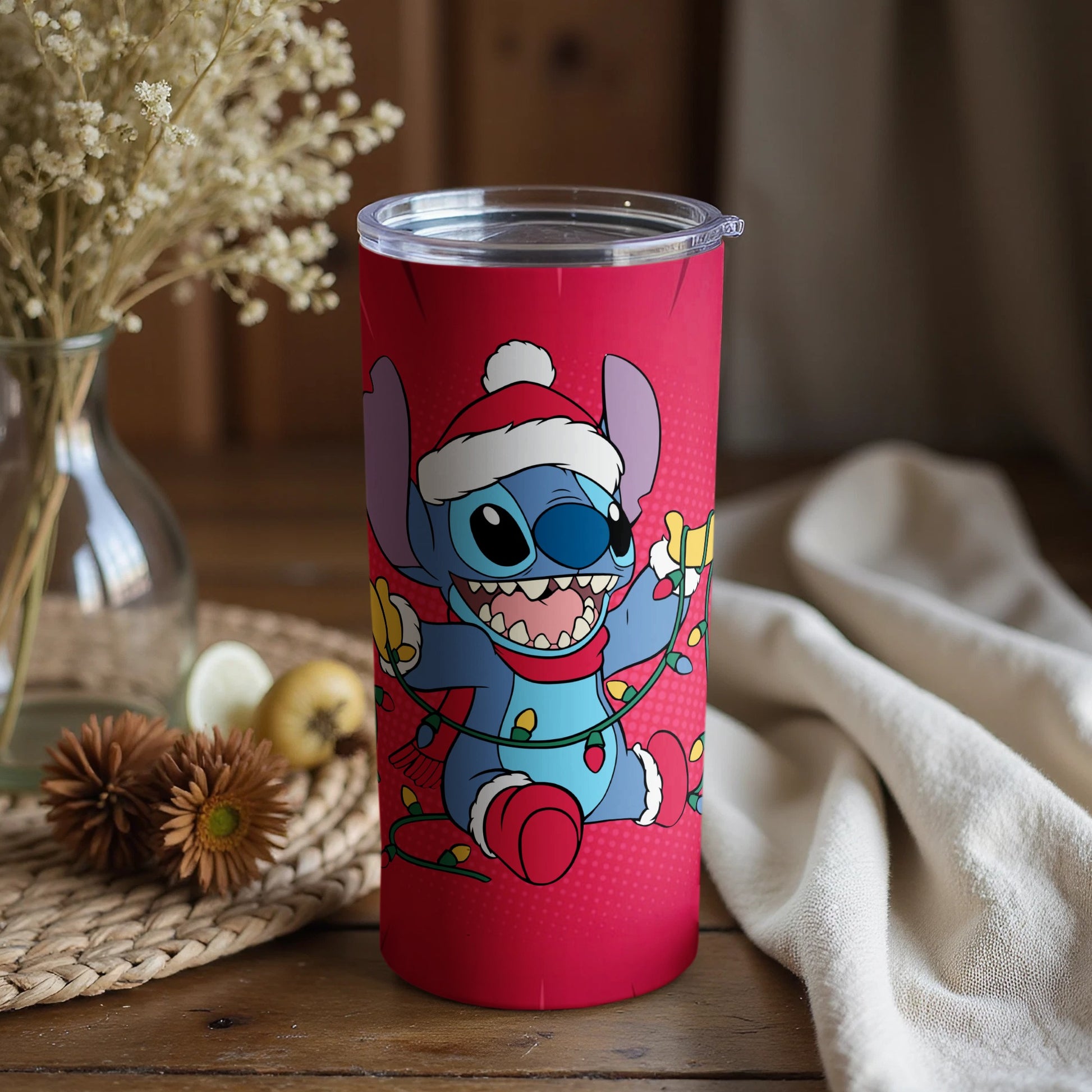 Fun Festive Stitch Santa Design with Christmas Lights