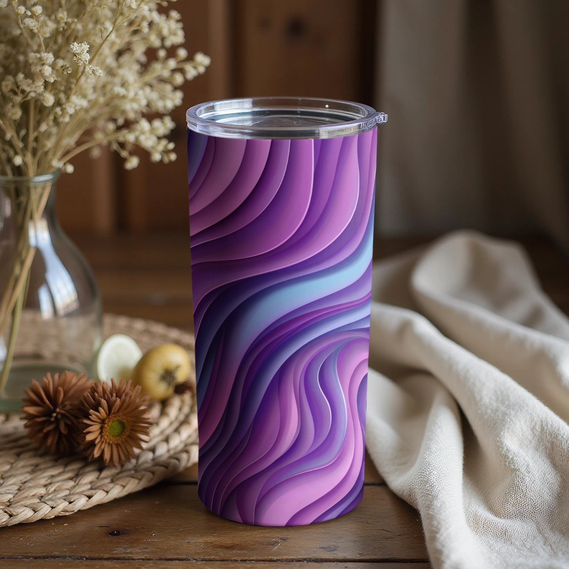 Purple and Blue Swirl Tumbler for Beverage Enthusiasts