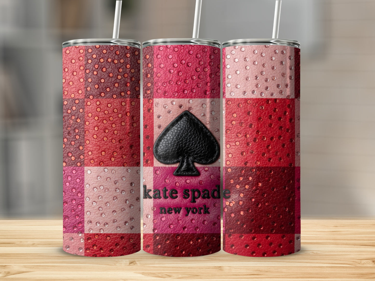 Inspired By Fabulous Kate Spade New York Plaid with Studs Design Tumblers