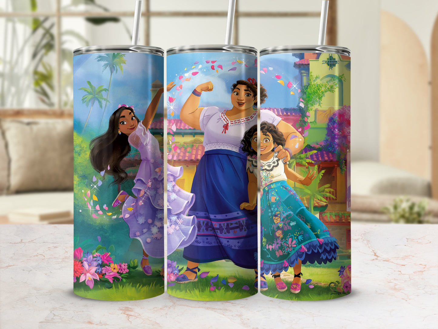 Vibrant Family Scene Insulated Drink Tumbler