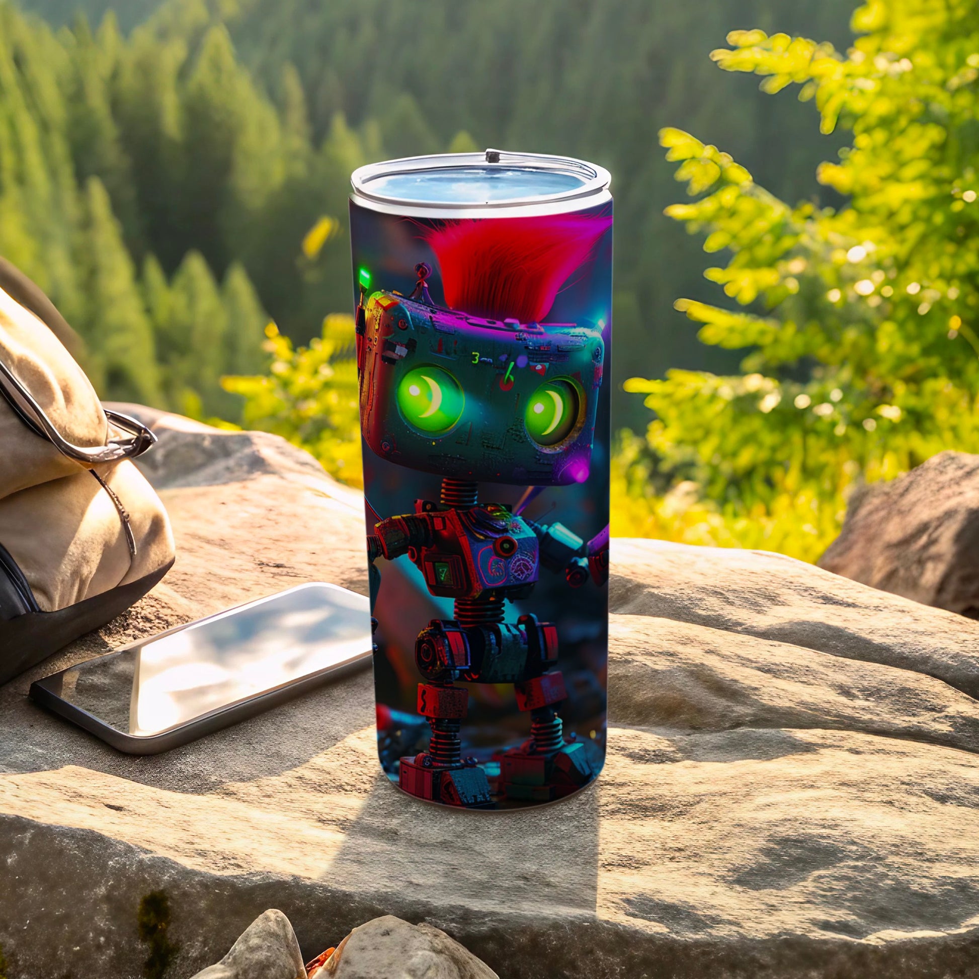 Colorful Robot Design Tumbler With Lid 20oz Capacity
