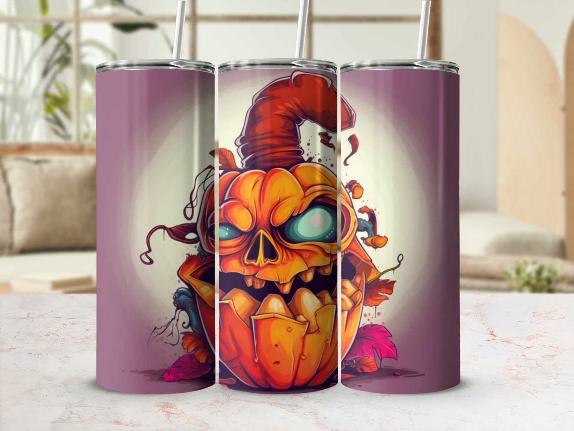 Creepy Pumpkin Halloween Themed Tumbler product