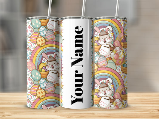 Easter Bunny and Eggs Personalized Tumbler Cup