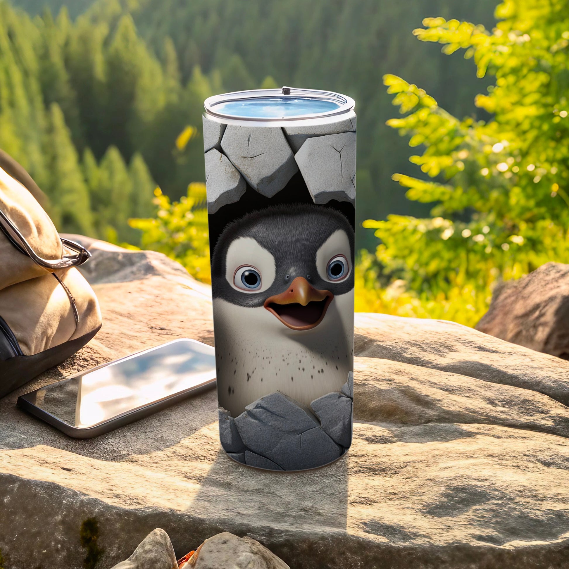 Cute Cartoon Penguin Cracking Wall Design Tumbler product type