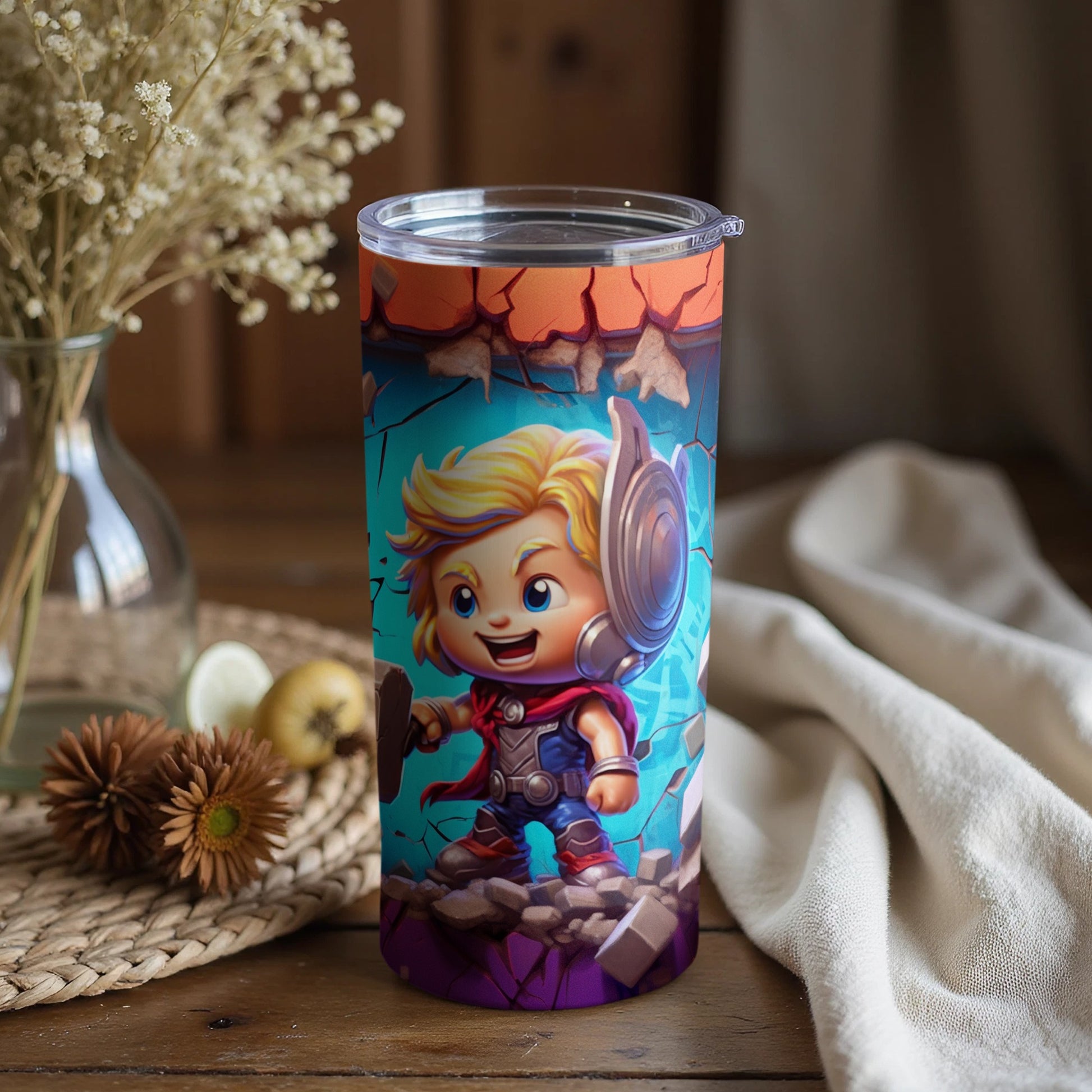 Cute Cartoon Hero Tumbler for Kids and Fun-loving Adults