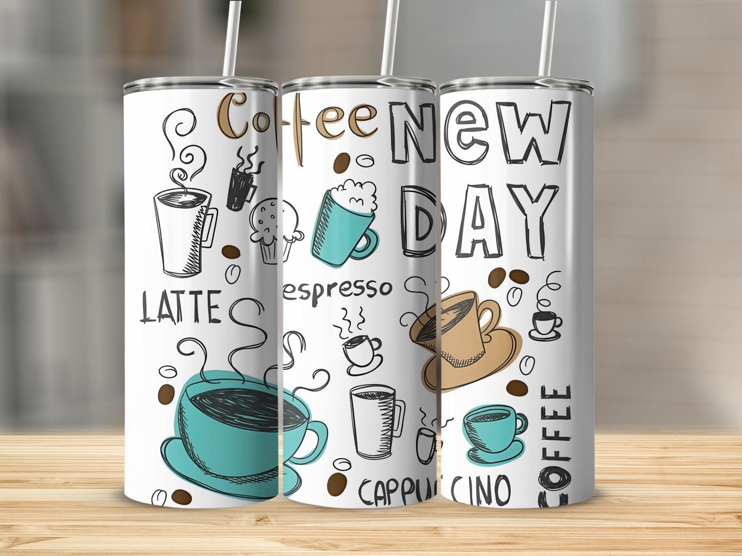 Coffee Themed New Day Latte Espresso Cappuccino Tumbler