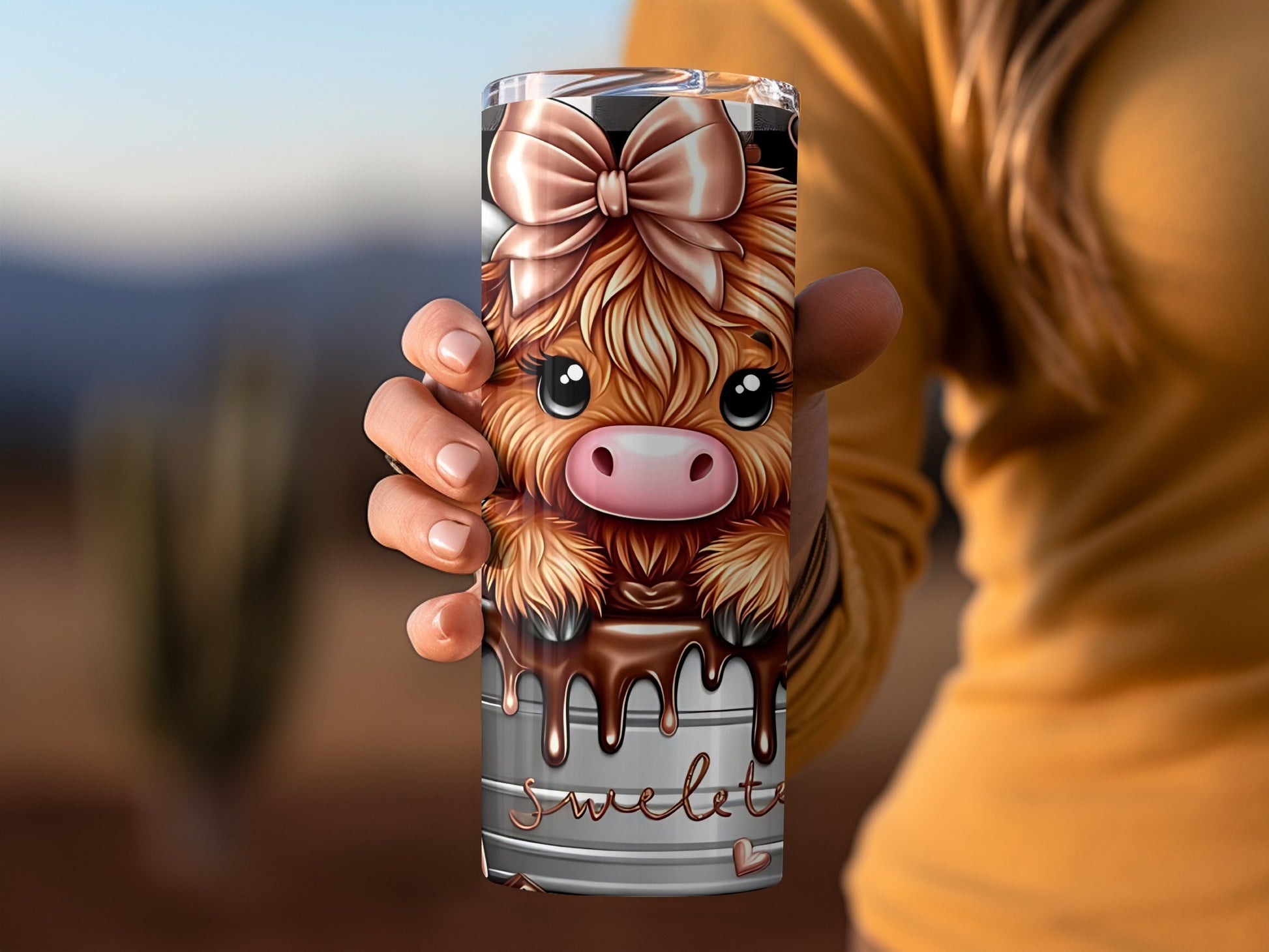 Cute High Five Cow with Chocolate Drip Tumbler