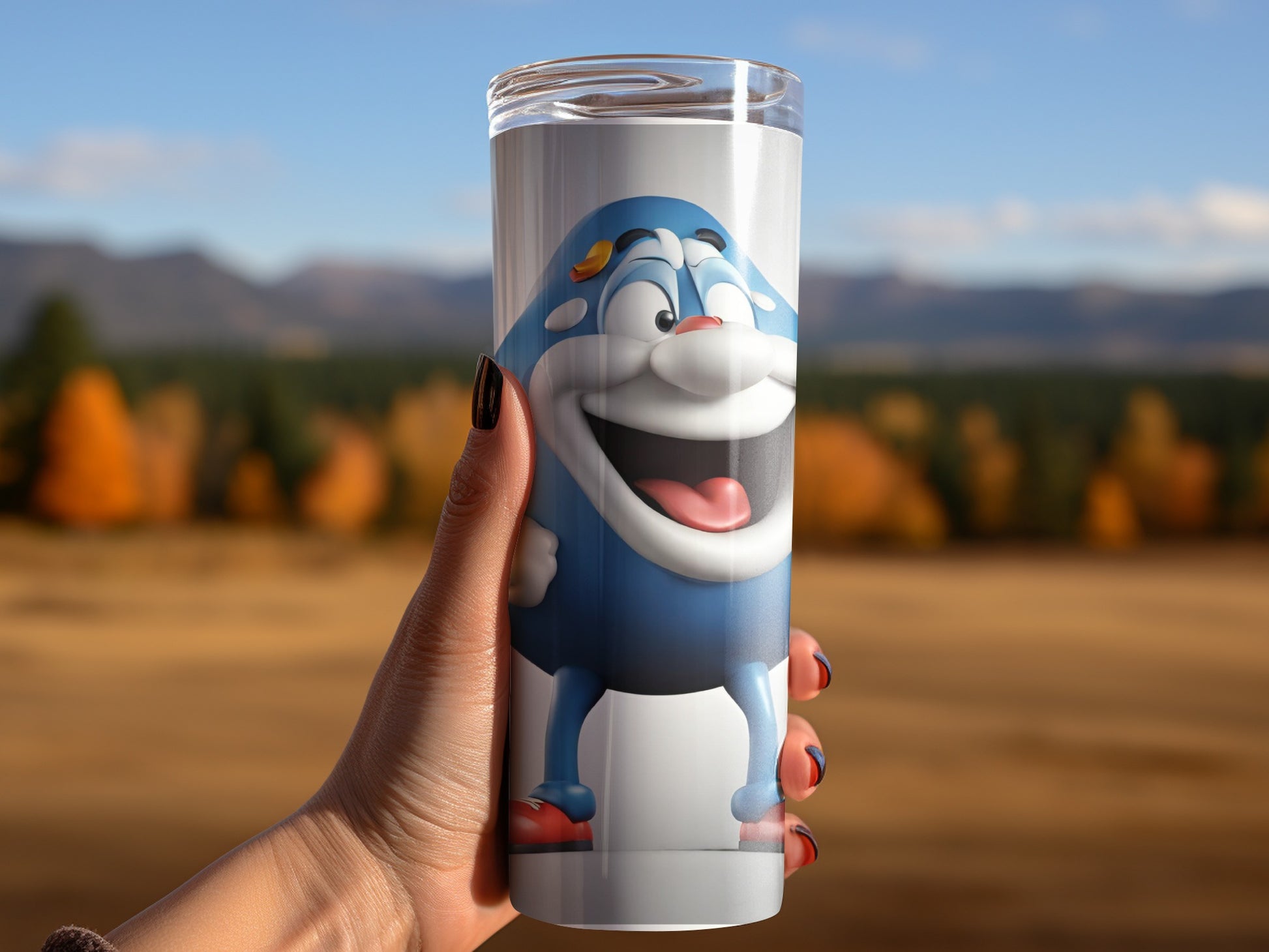 Fun Blue Character Thermos for Hot or Cold Drinks