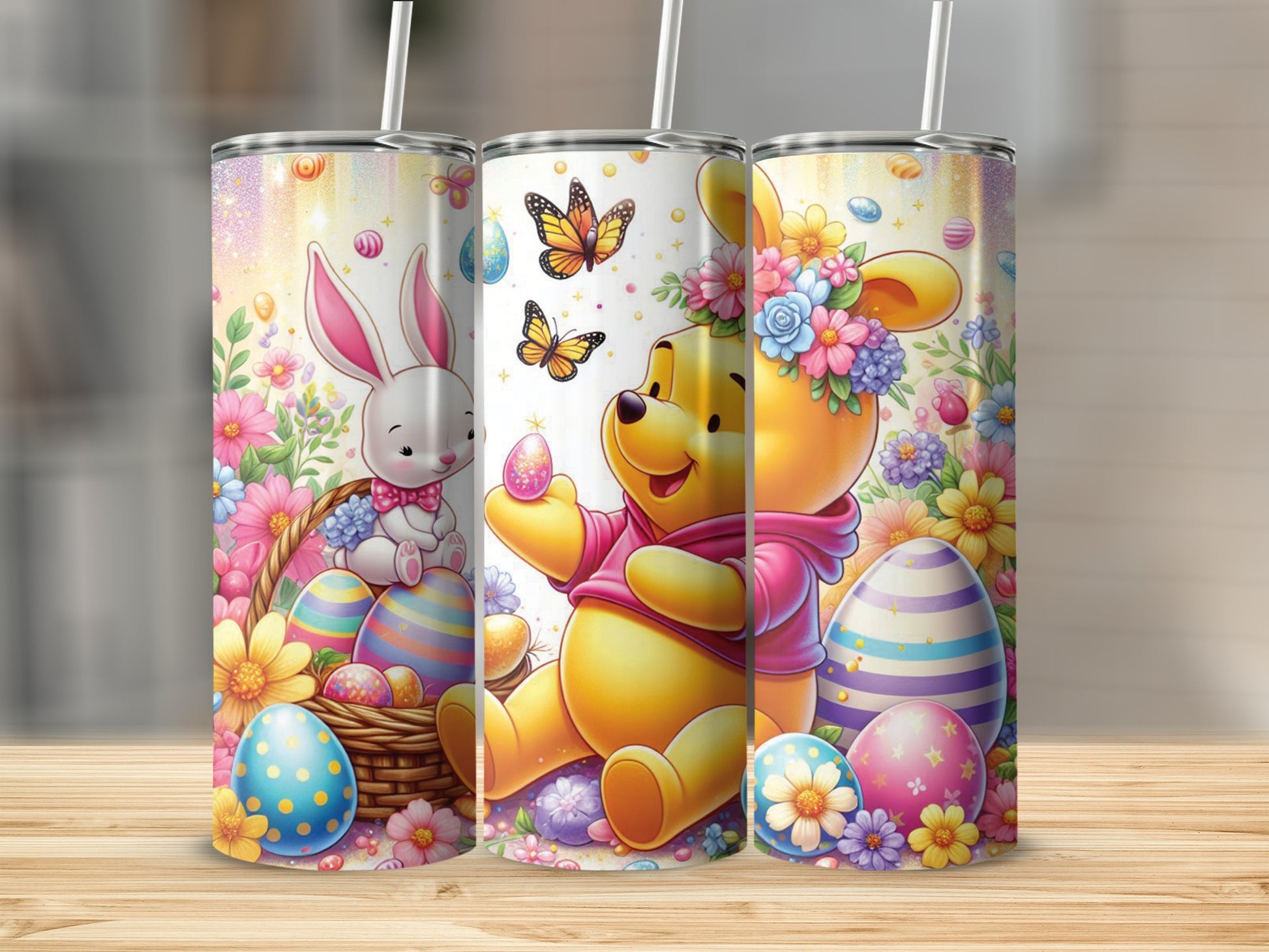 Winnie the Pooh Bunny Easter Eggs Flowers Glitter product type