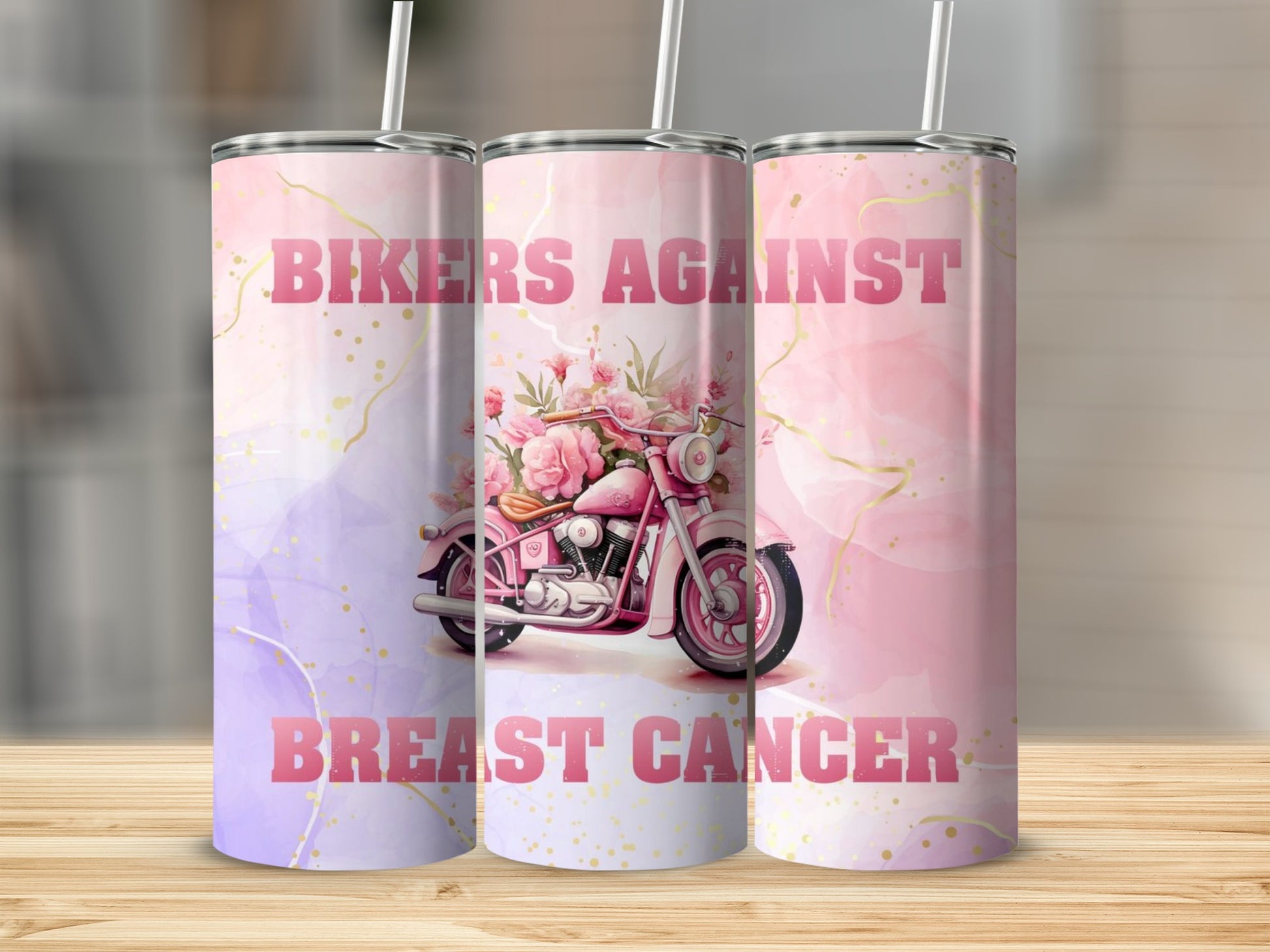 Bikers Against Breast Cancer Pink Motorcycle Tumbler