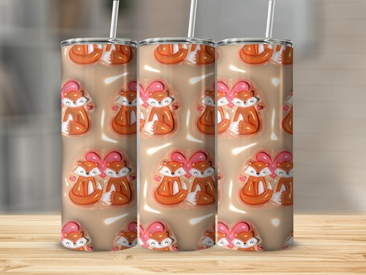 Cute Fox Patterned Tumbler for Beverages