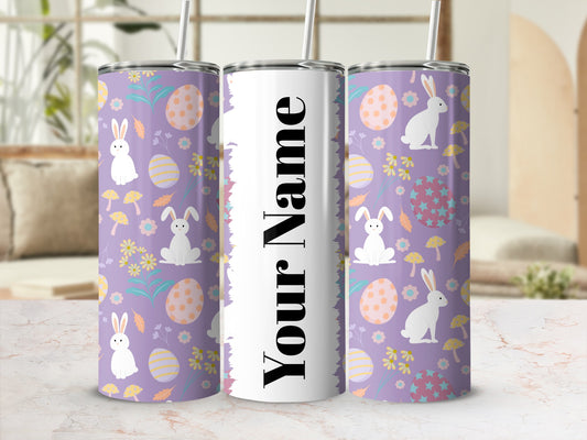Personalized Easter Bunny and Eggs Design Tumbler