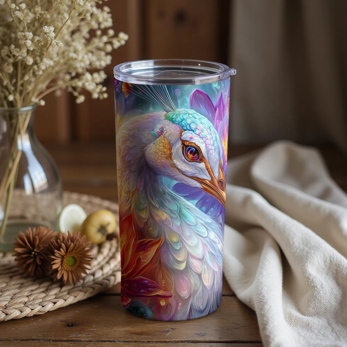 Colorful Bird Art Design Insulated Tumbler for Beverages