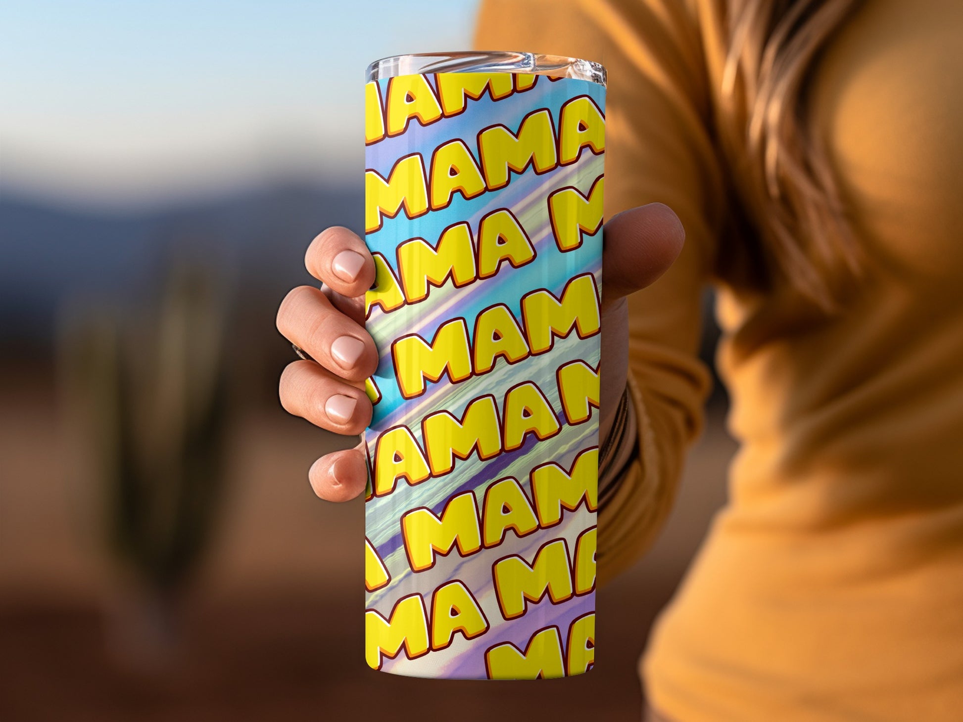 Colorful Retro Mama Design Insulated Tumbler Cup