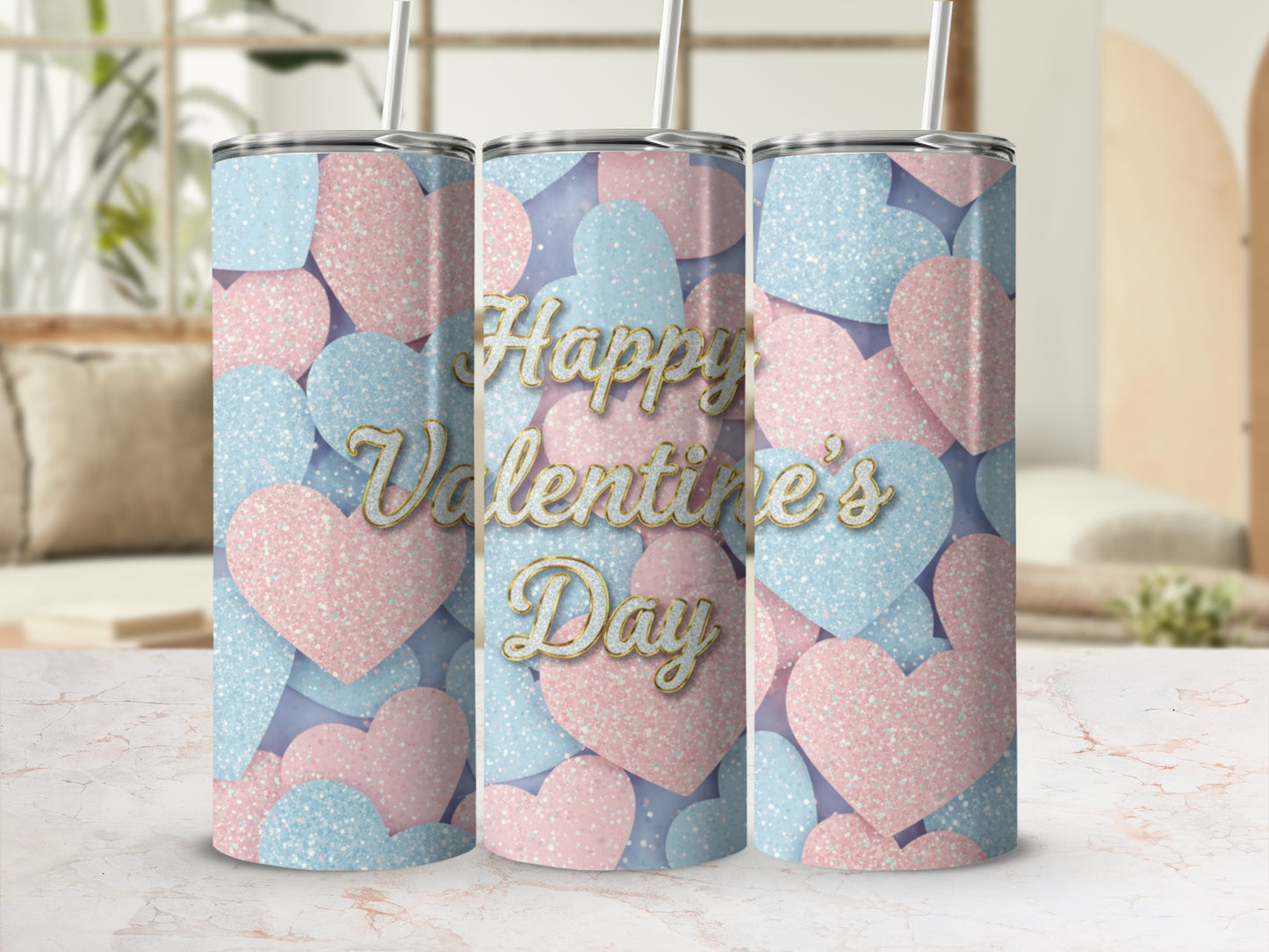 Happy Valentine's Day Hearts Pattern Tumbler Product