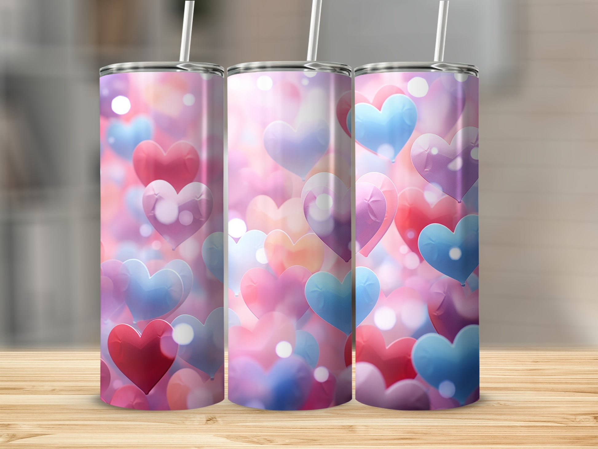 Colorful Heart Pattern Insulated Tumbler