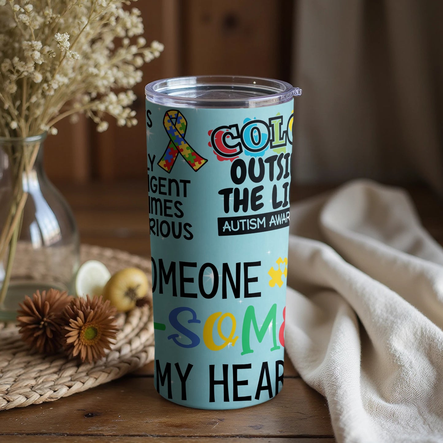 Color Outside the Lines Autism Awareness tumbler