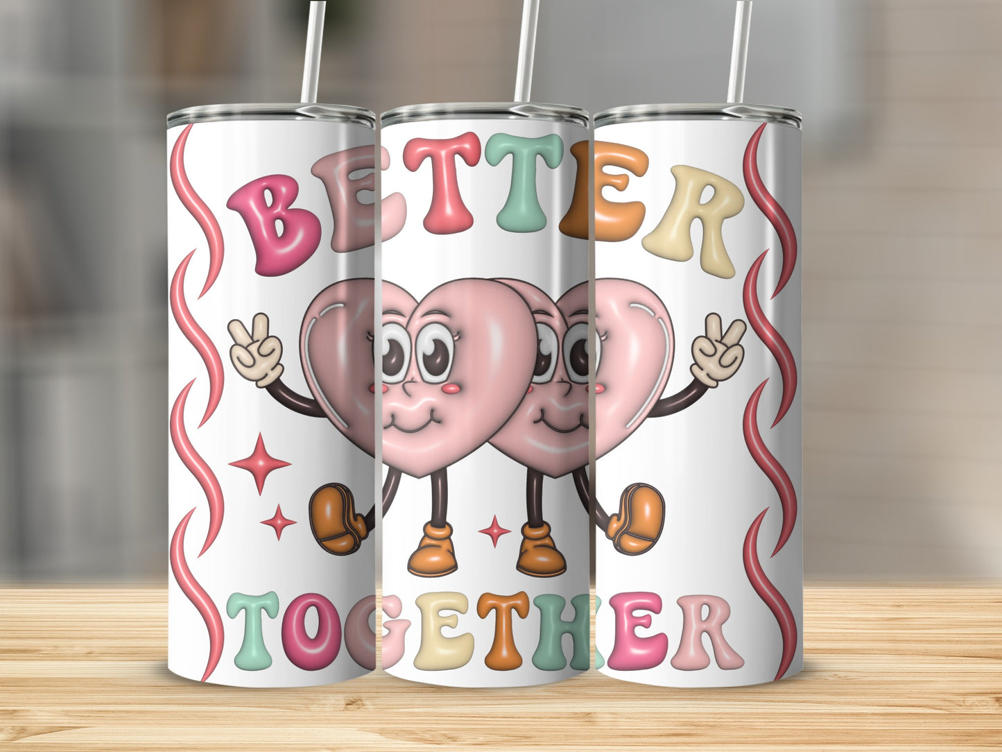 Better Together Cute Hearts Tumbler Design