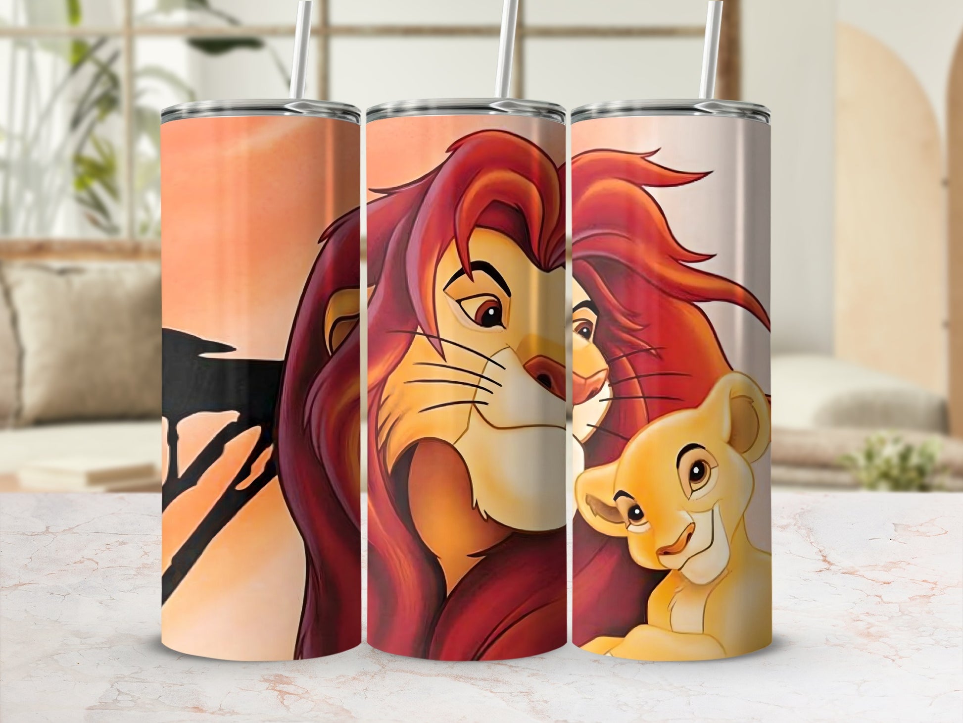 Lion King Simba and Mufasa Tumbler Cup 20oz