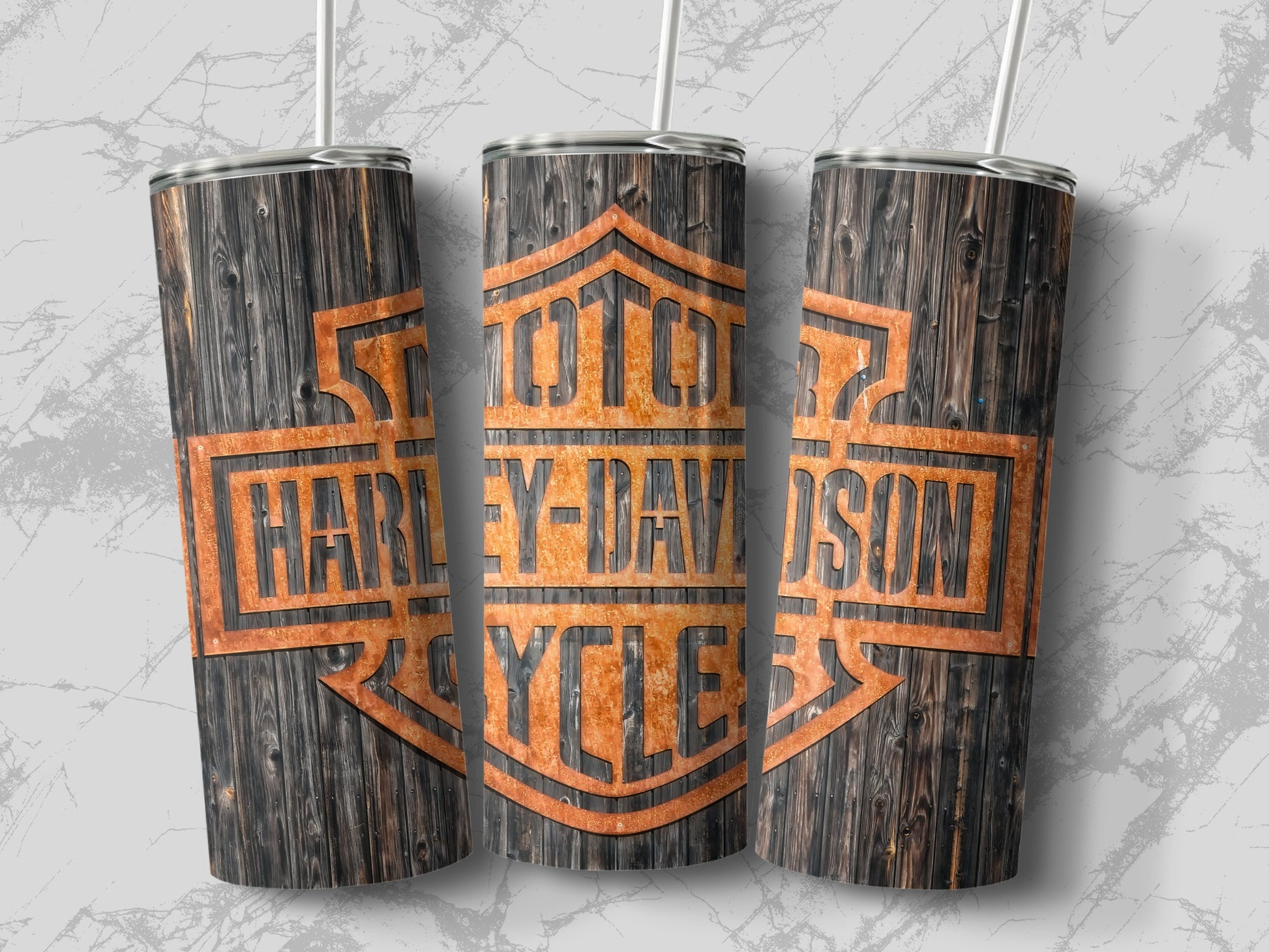 Vintage Harley-Davidson Wood Grain Design Insulated Tumbler