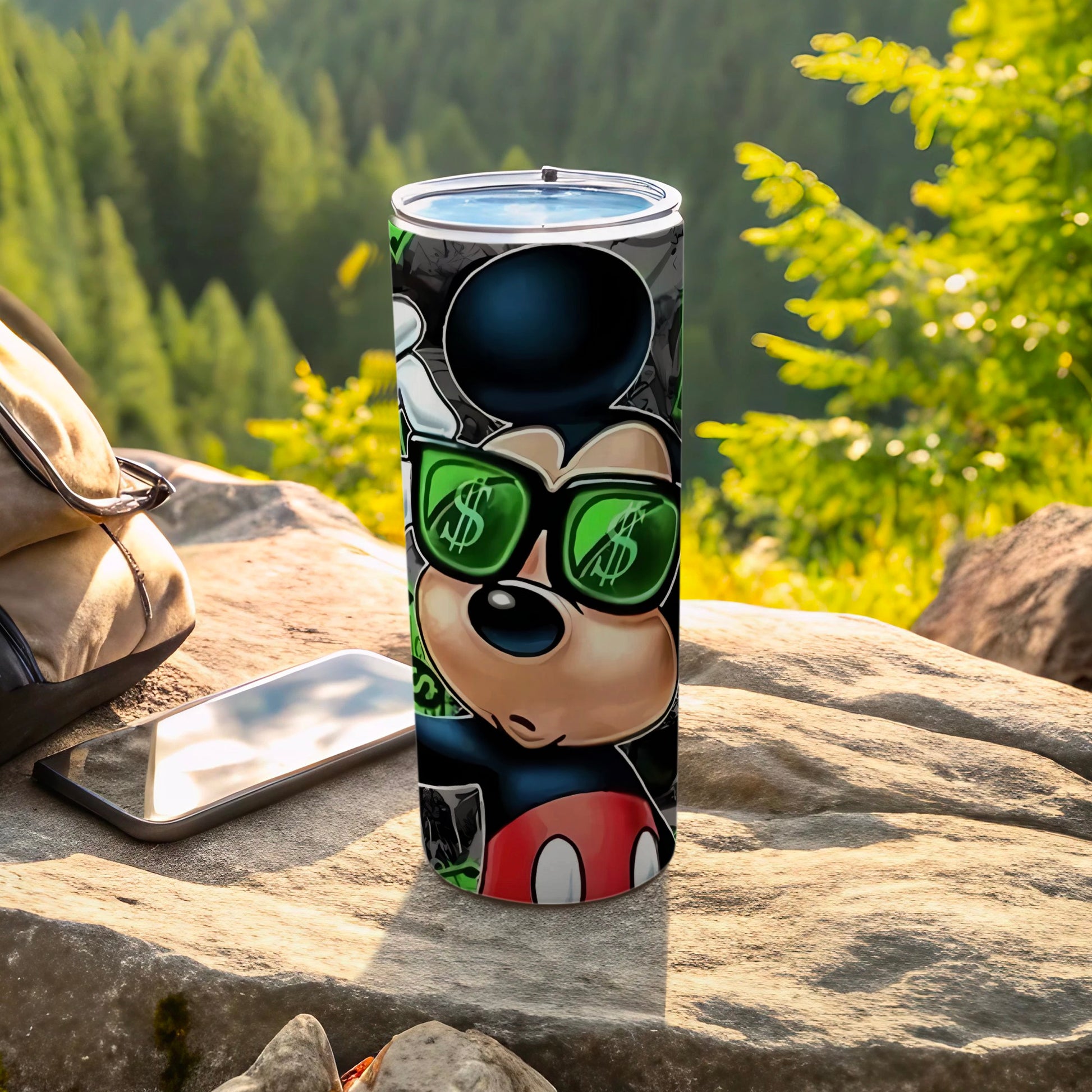 Cool Mouse Character with Dollar Glasses Tumbler