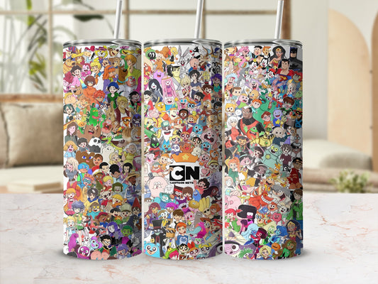 Cartoon Characters Collage Pattern Tumbler Cup