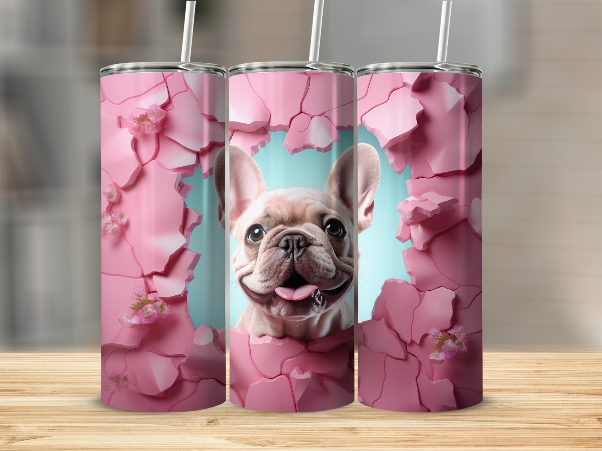 Adorable French Bulldog Pink Shattered Tumbler product type