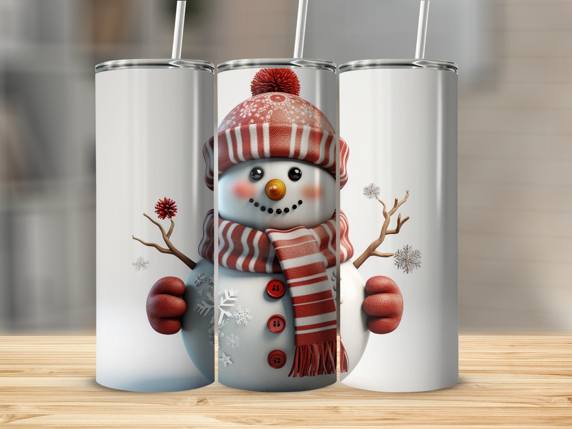 Snowman with Red Buttons and Scarf Tumbler Product