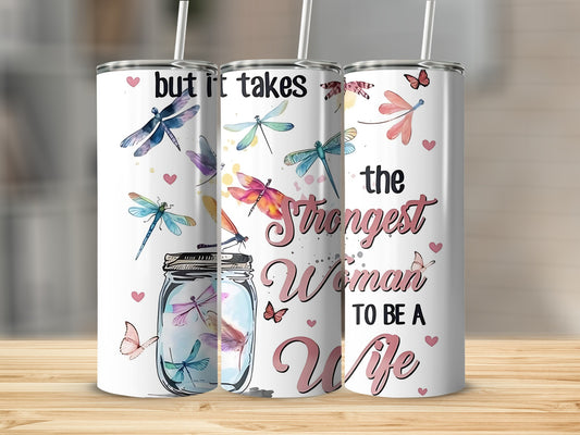 Dragonfly and Butterfly Design Motivational Tumbler