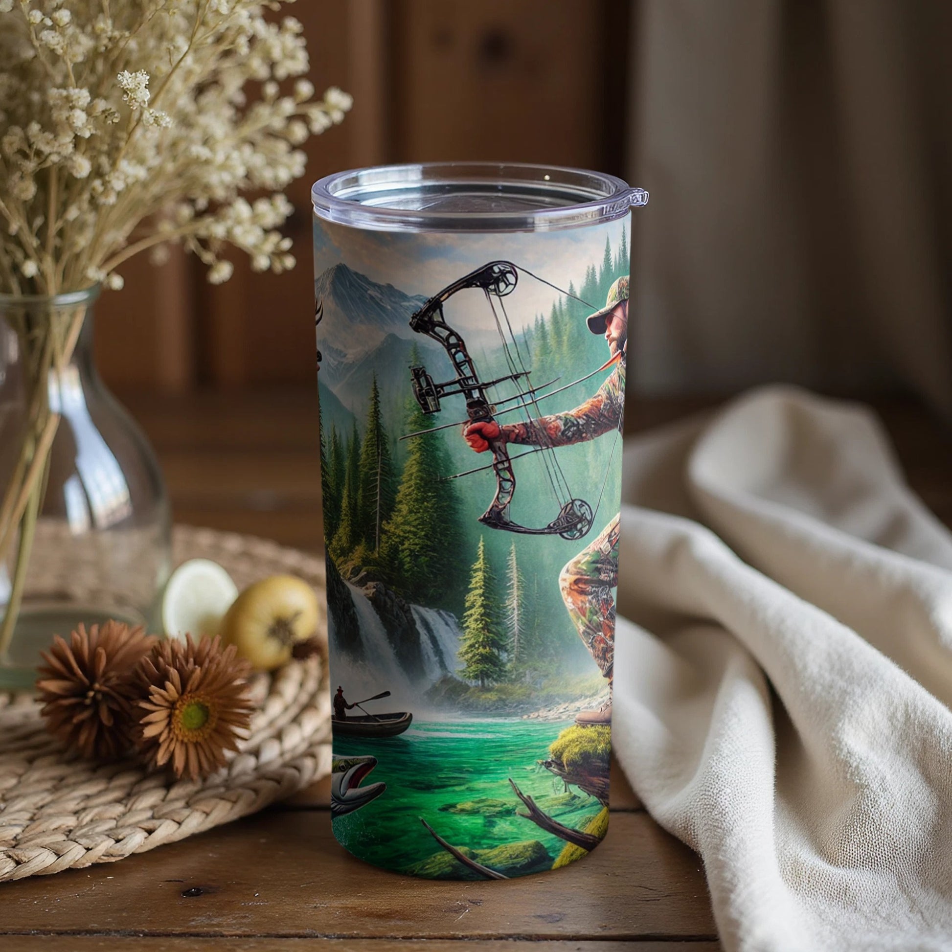 Hunter with Bow and Nature Scene Tumbler