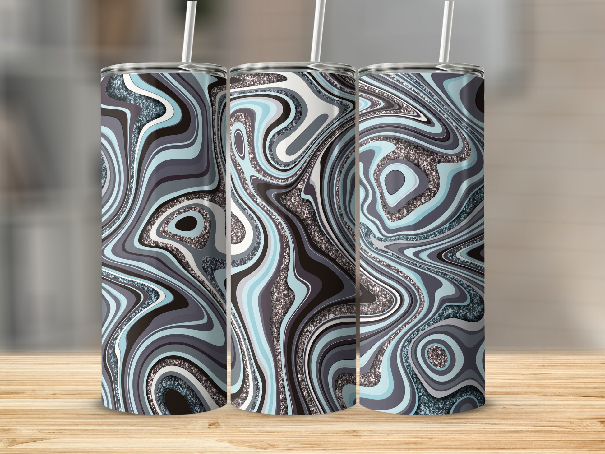 Abstract Swirl Design Insulated Tumbler Travel Mug