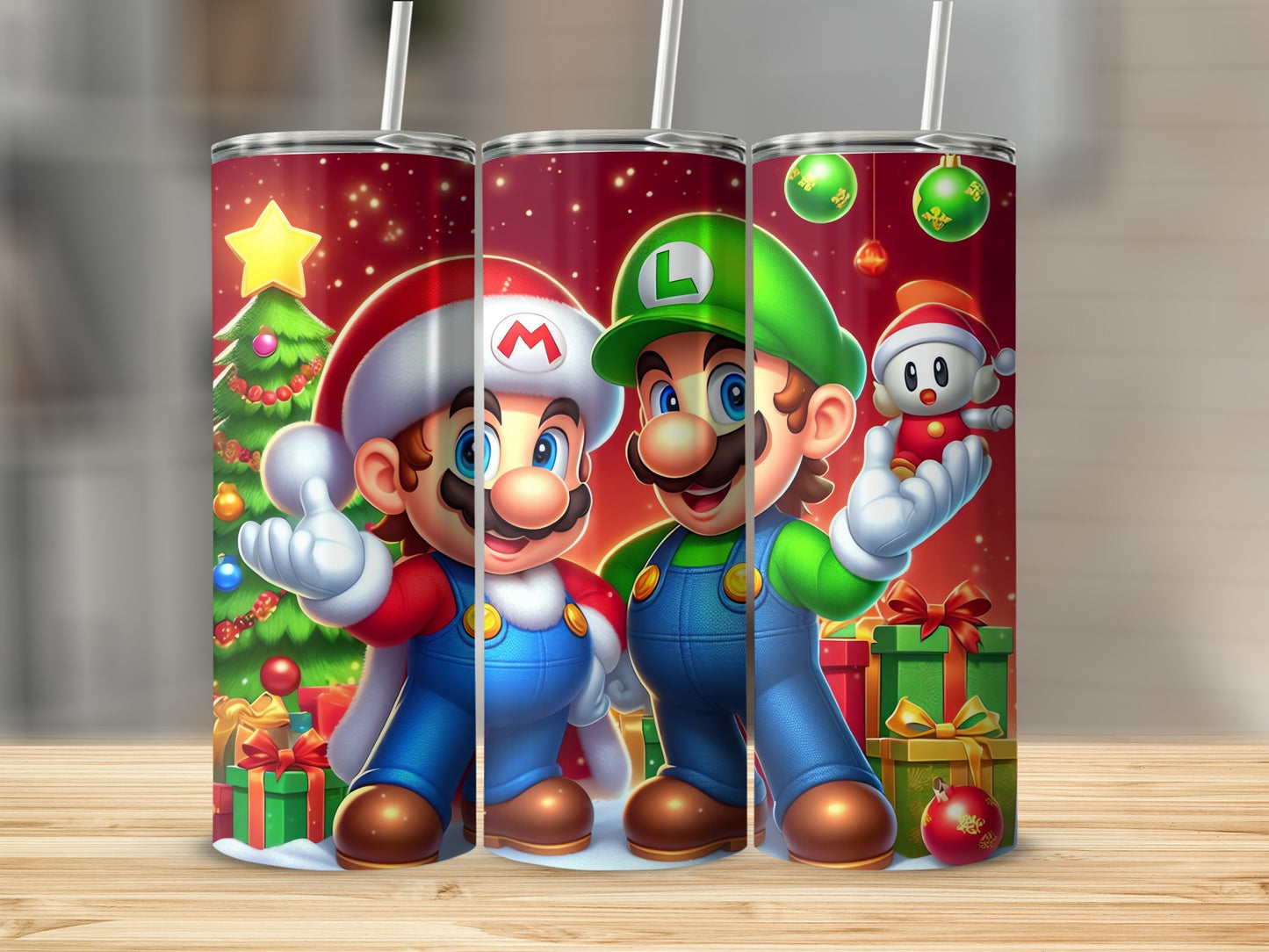 Super Mario Brothers Christmas Tumbler Cup Holiday Drinkware