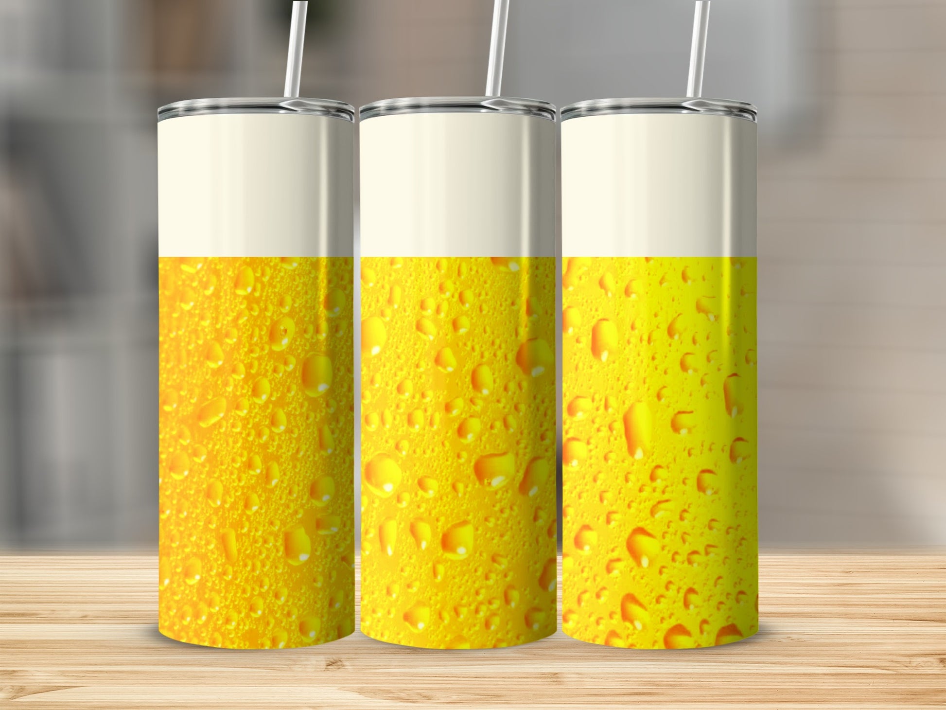 Refreshing Yellow Beverage Design Stainless Steel Tumbler