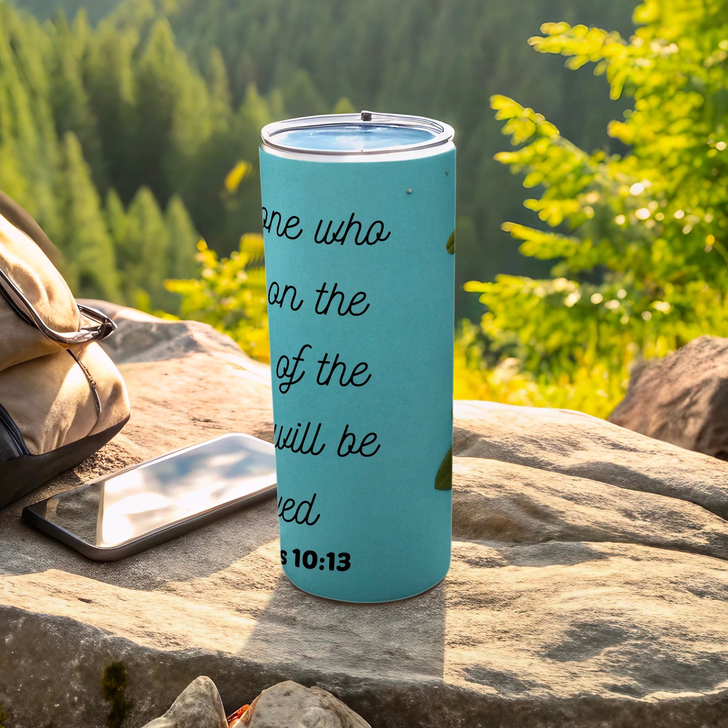 Inspirational Romans 10:13 Quote Travel Tumbler Cup