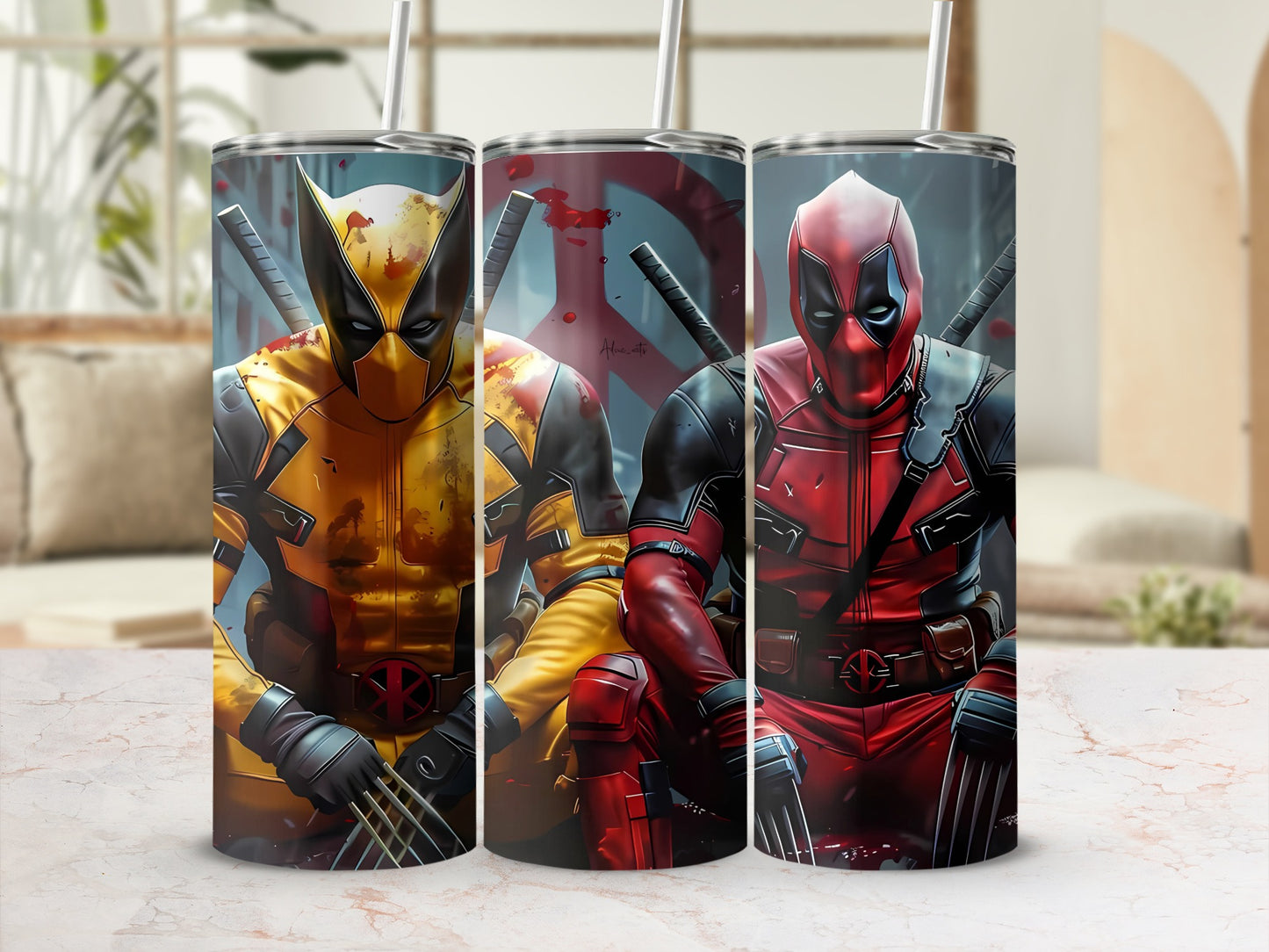 Awesome Wolverine and Deadpool Tumbler 20oz Gift Cup