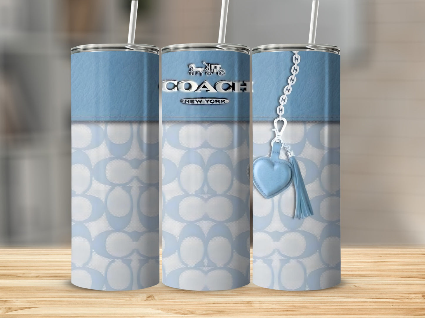 Coach New York Inspired Tumbler with Heart Tassel Design