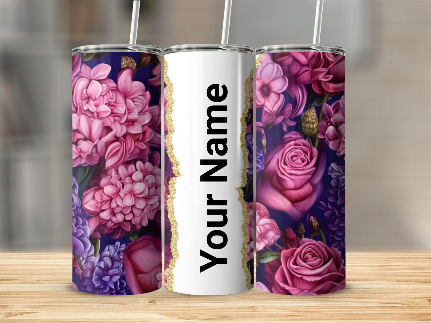 Personalized Floral Design Insulated Tumbler