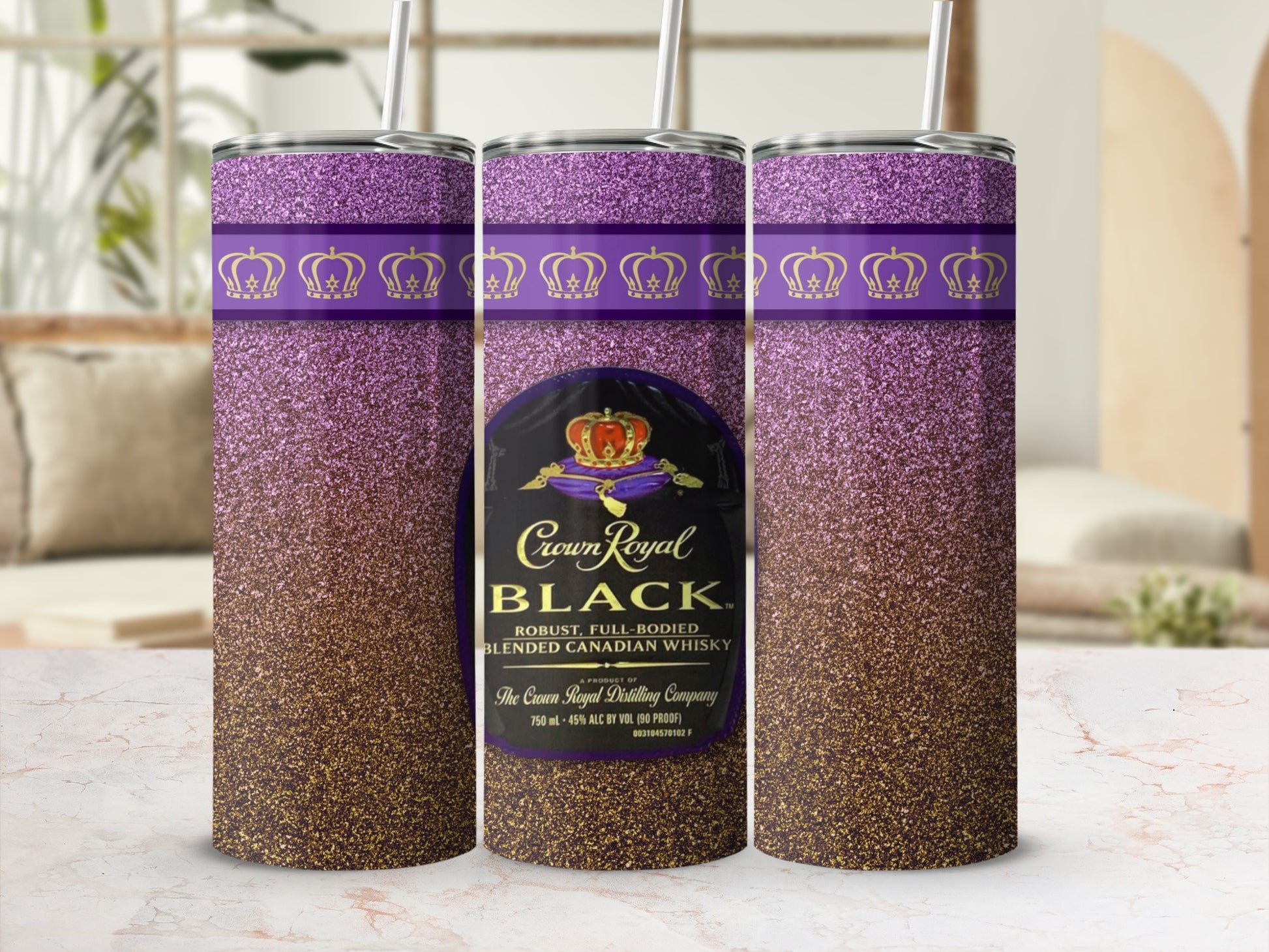 Crown Royal Black Glitter Crowns Purple Gold Tumbler product type