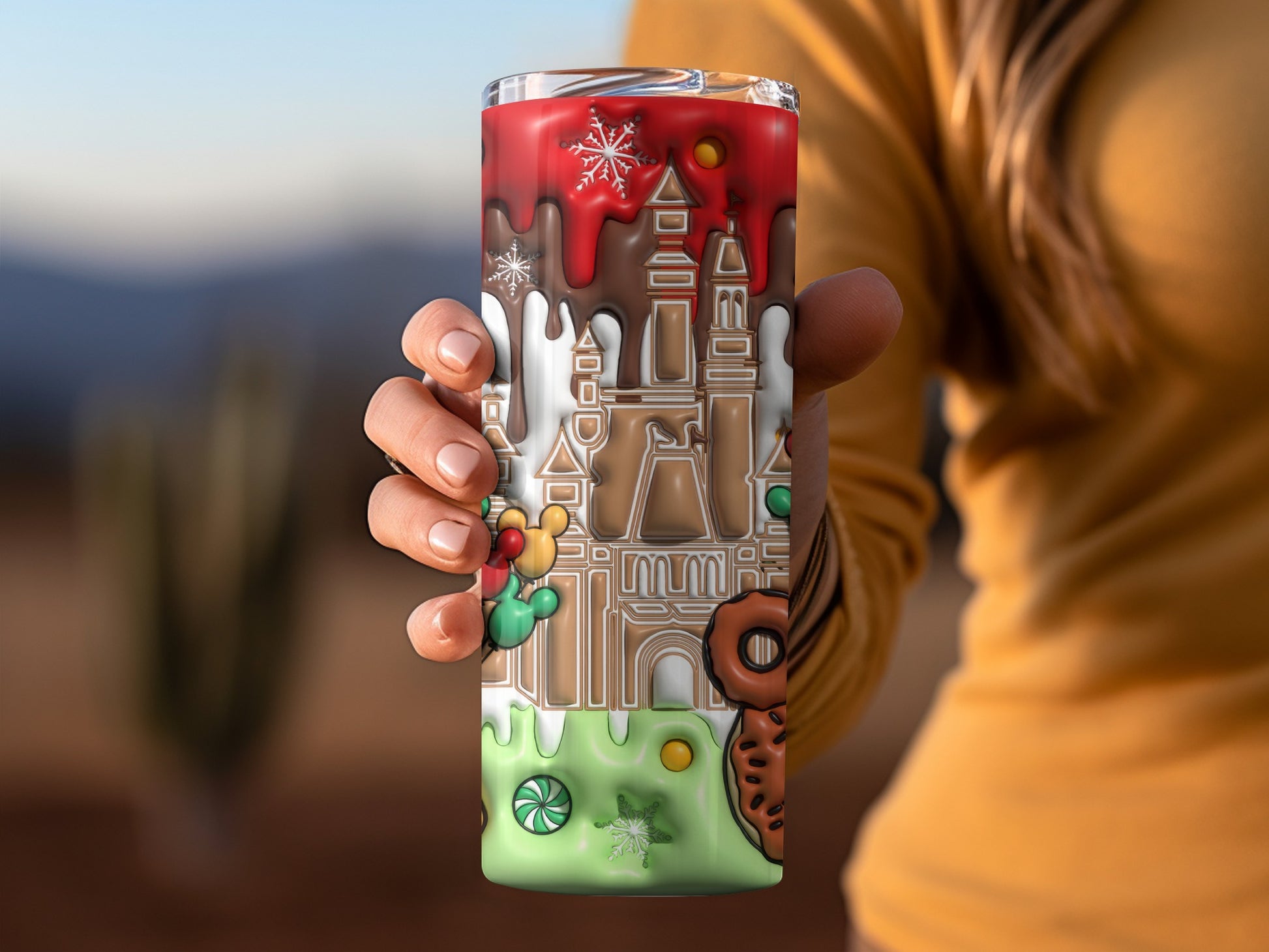 Festive Holiday Themed Tall Travel Mug for Christmas
