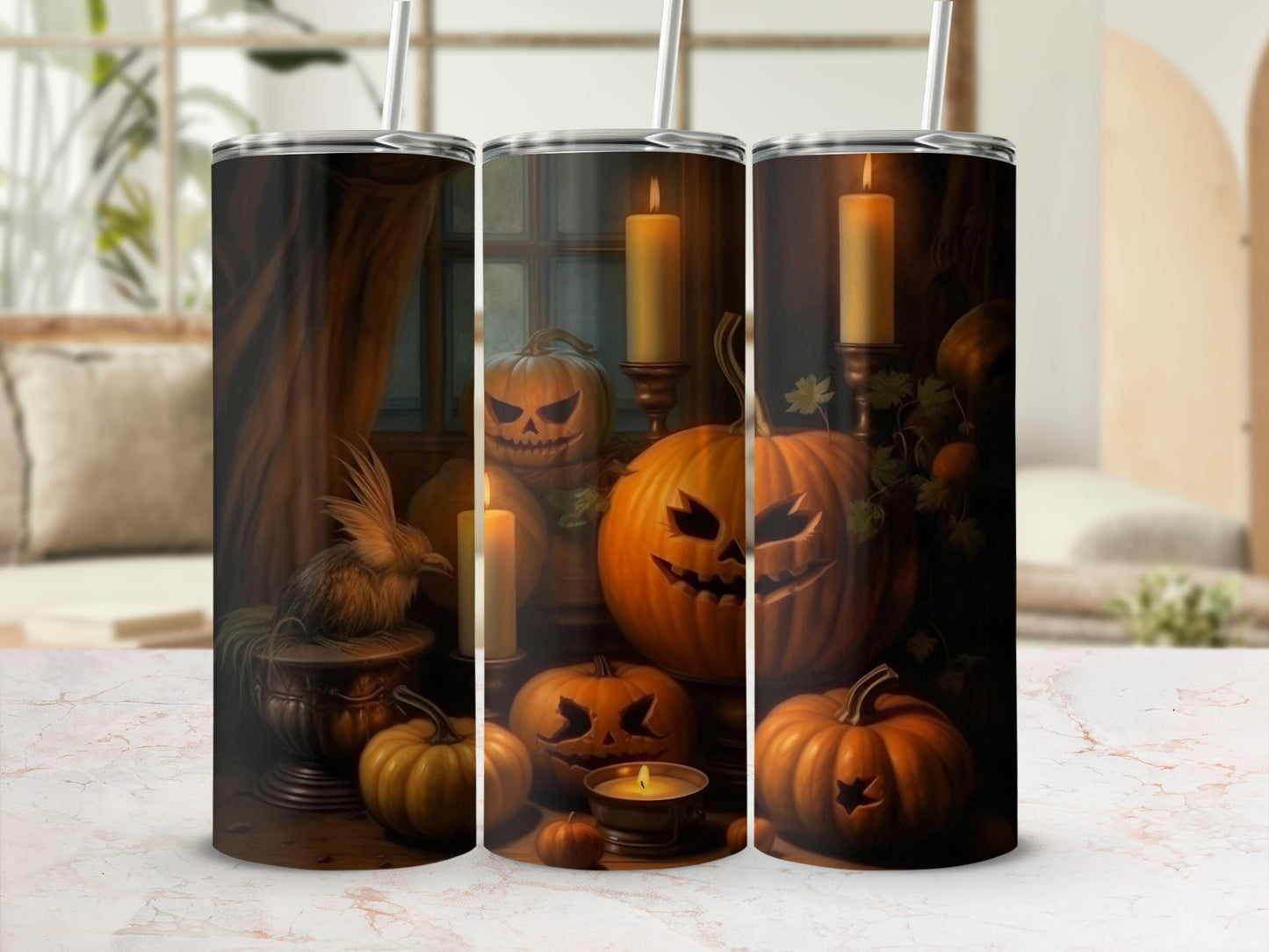 Halloween Jack O Lantern Candle Tumbler Cups