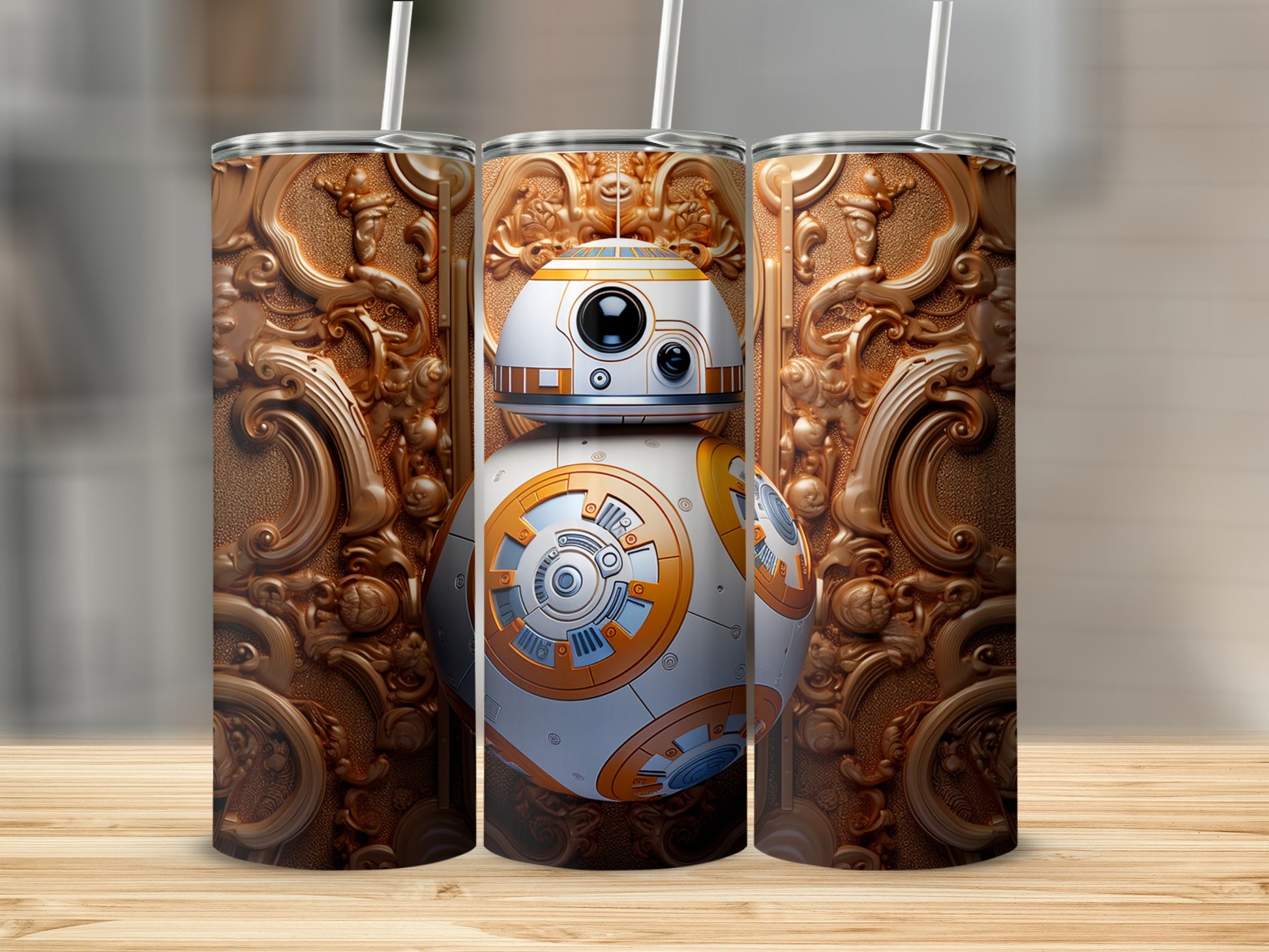 Intricate Steampunk BB-8 Design Stainless Steel Tumbler