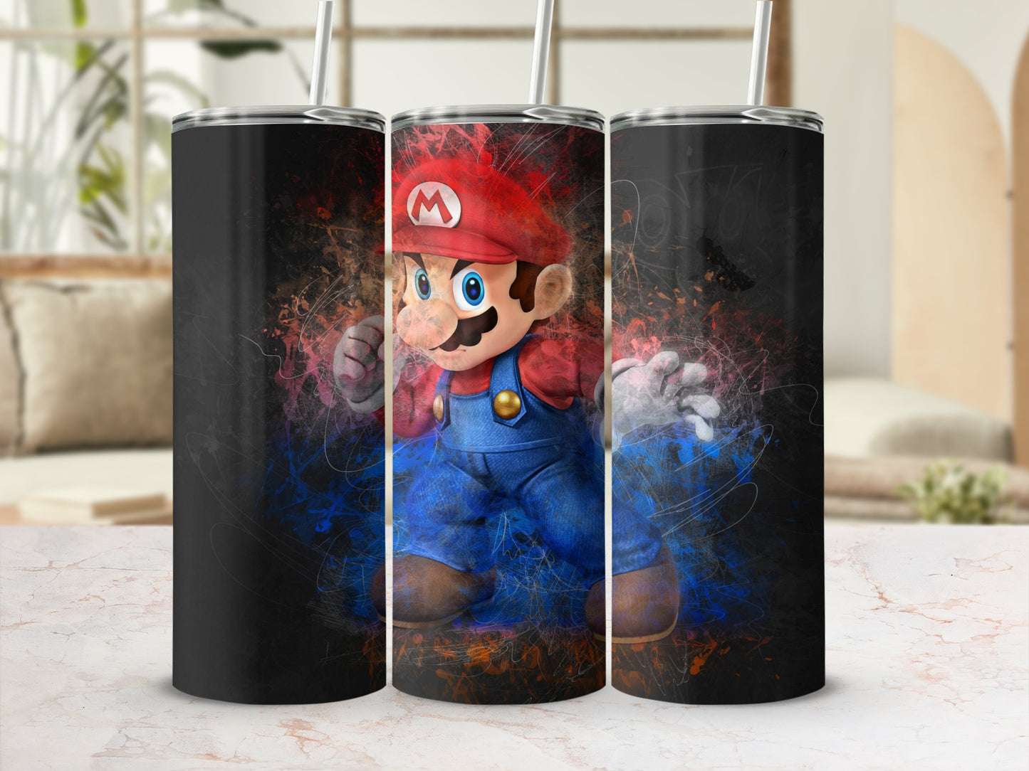 Colorful Mario Graphic Design Insulated Tumbler Cup
