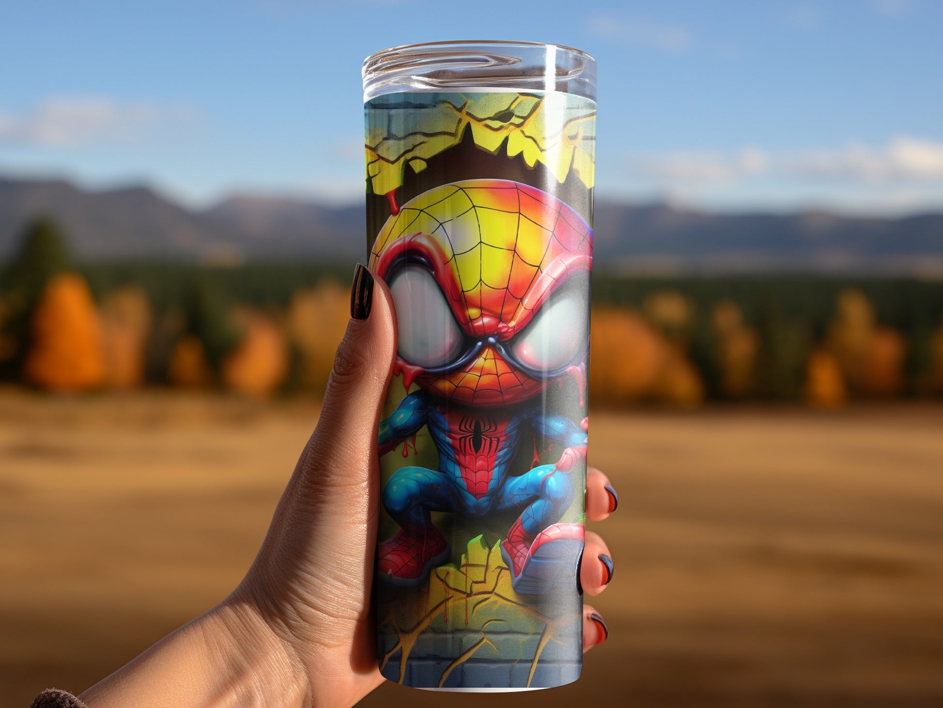 Colorful Spider Character Graphic Travel Tumbler