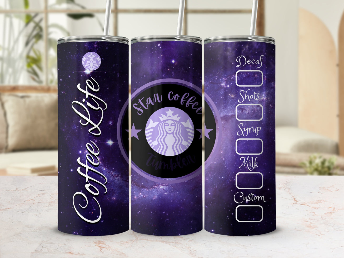 Coffee Life Galaxy Design Customizable Tumbler